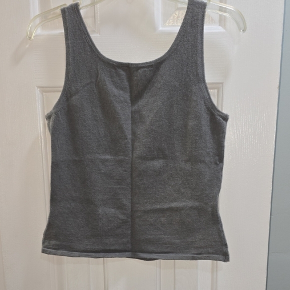 Gray Sleeveless Top & Sage green Skirt Set with Floral Embroidery - Picture 5 of 13